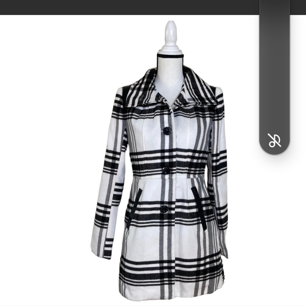 iZ BYER PLAID PEA COAT JACKET